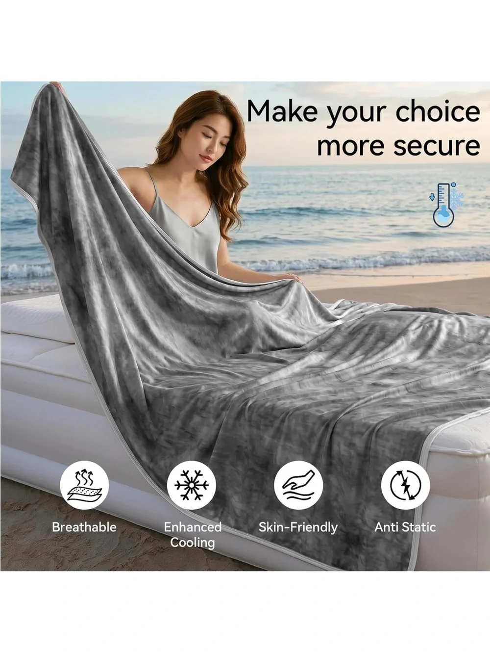 Plush Gray tie dye Cooling Blanket 60”x90”